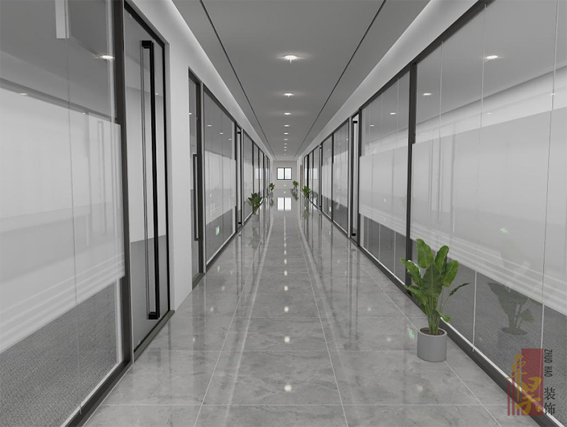 振添光學｜玻璃高科技企業(yè)辦公室裝修走廊